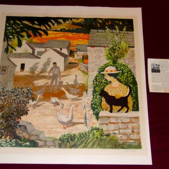 Fantastic "Black Cat and Geese" - Fantastic "Signed / Numbered John Elwyn Print - Picture 1 of 6